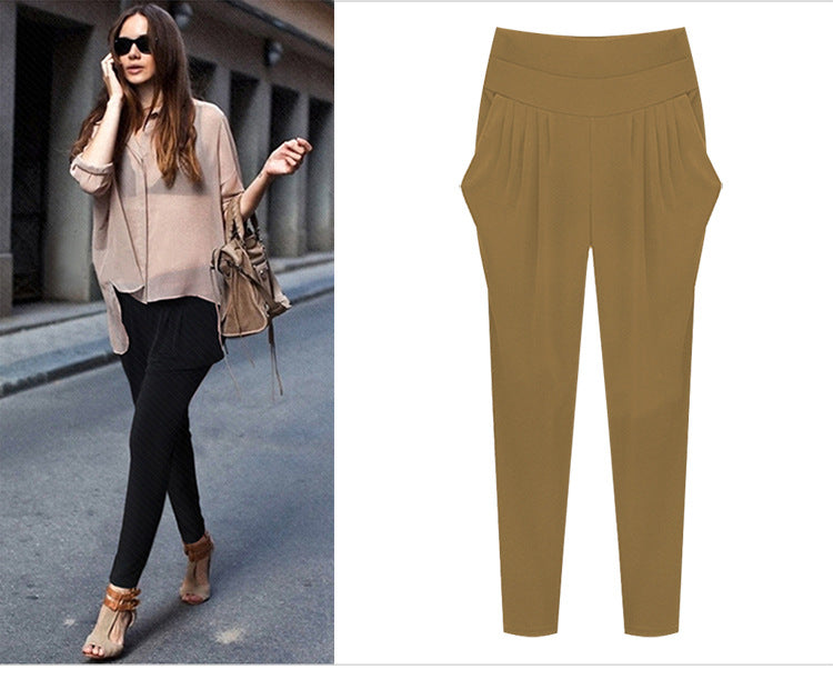 plus size Women's High Waist Harlan Pants Women's Pants Oversize 100.00kg chubby girl Loose Slimming Stretch Leggings Thin