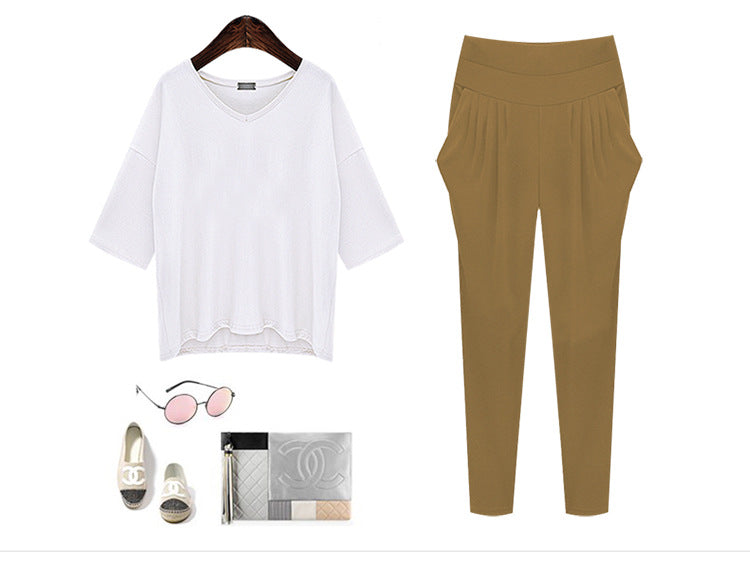 plus size Women's High Waist Harlan Pants Women's Pants Oversize 100.00kg chubby girl Loose Slimming Stretch Leggings Thin