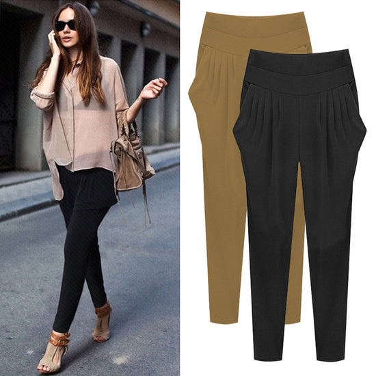 plus size Women's High Waist Harlan Pants Women's Pants Oversize 100.00kg chubby girl Loose Slimming Stretch Leggings Thin