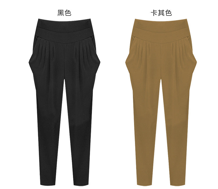 plus size Women's High Waist Harlan Pants Women's Pants Oversize 100.00kg chubby girl Loose Slimming Stretch Leggings Thin