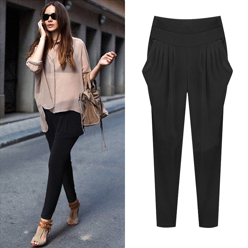 plus size Women's High Waist Harlan Pants Women's Pants Oversize 100.00kg chubby girl Loose Slimming Stretch Leggings Thin