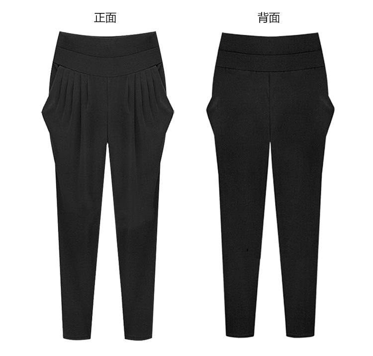 plus size Women's High Waist Harlan Pants Women's Pants Oversize 100.00kg chubby girl Loose Slimming Stretch Leggings Thin