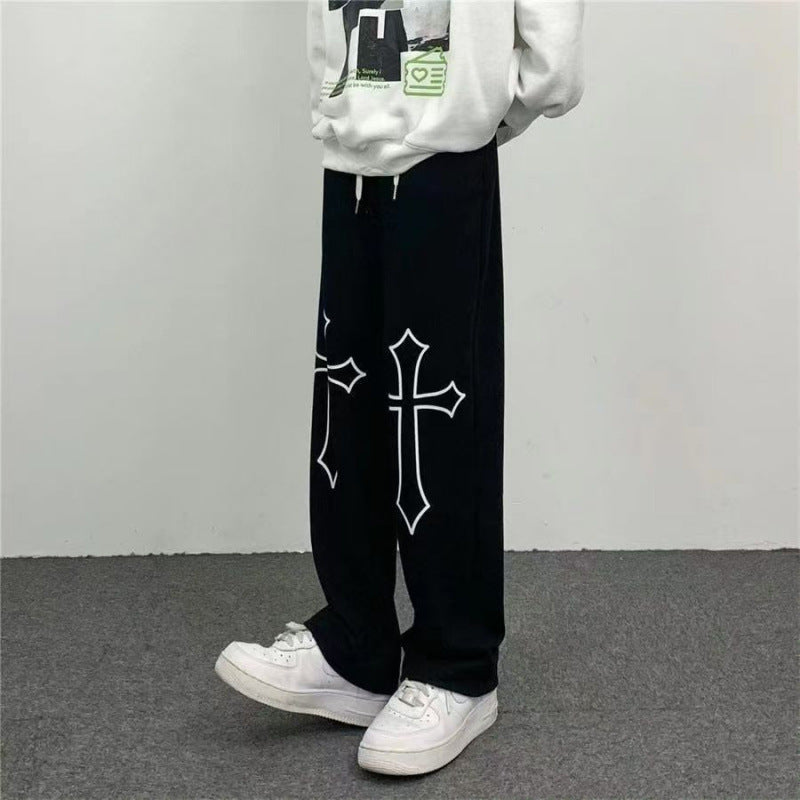 Spring and Autumn Hip-Hop Pants for Women, Loose Long Pants, High-Waisted Versatile Drawstring Sweatpants, Trendy High-Waisted Casual Pants