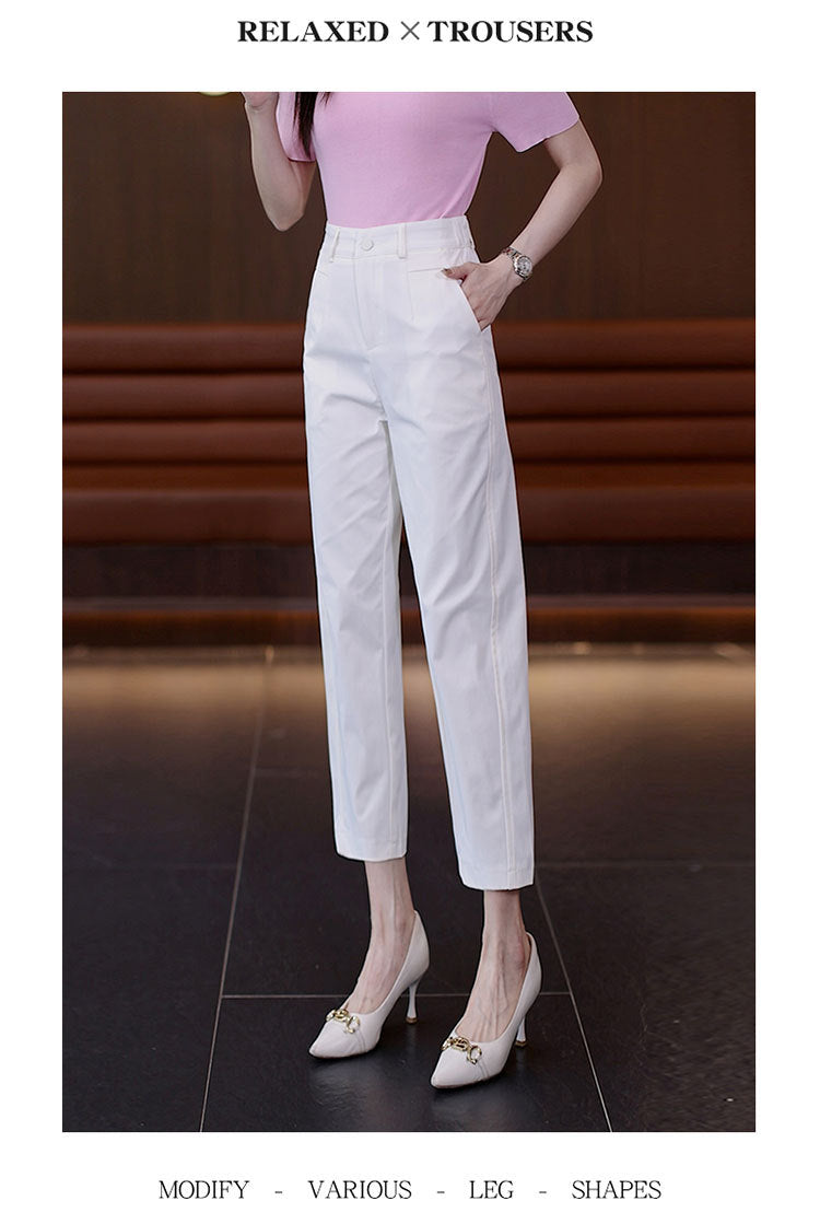 High-Waisted Casual Pants for Women, 2025 Spring and Autumn New Loose Slimming Cropped Cigarette Knife Pants for Petite Figures