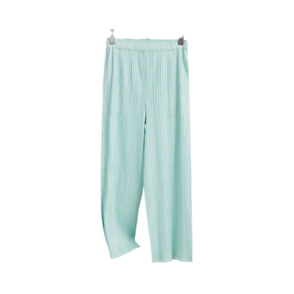 Miyake Wide-leg Pants Women's High-waist Pendant Pleated Pants Women's Loosening Waist Cropped Pants Black All-match Casual Pants