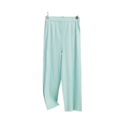 Miyake Wide-leg Pants Women's High-waist Pendant Pleated Pants Women's Loosening Waist Cropped Pants Black All-match Casual Pants