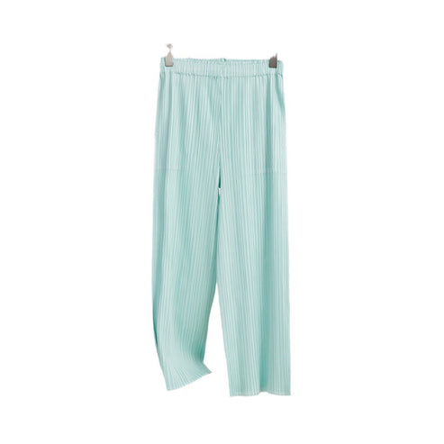 Miyake Wide-leg Pants Women's High-waist Pendant Pleated Pants Women's Loosening Waist Cropped Pants Black All-match Casual Pants