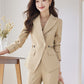Cross-Border Spring and Autumn Striped Business Suit for Women, Blazer with Flared Pants, Slim Fit Waist-Cinching Workwear for Office and Hotel Reception