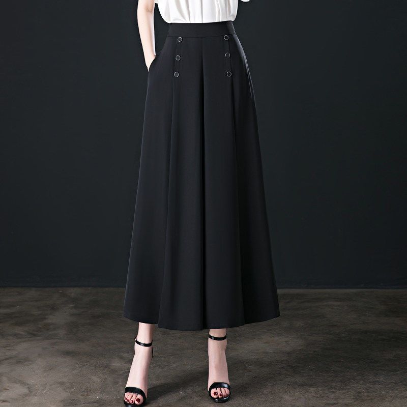 Wide Leg Pants Women's Spring and Summer High Waist Loose Slimming Middle-aged Women's Pants Cropped Skirt Casual Skirt Pants