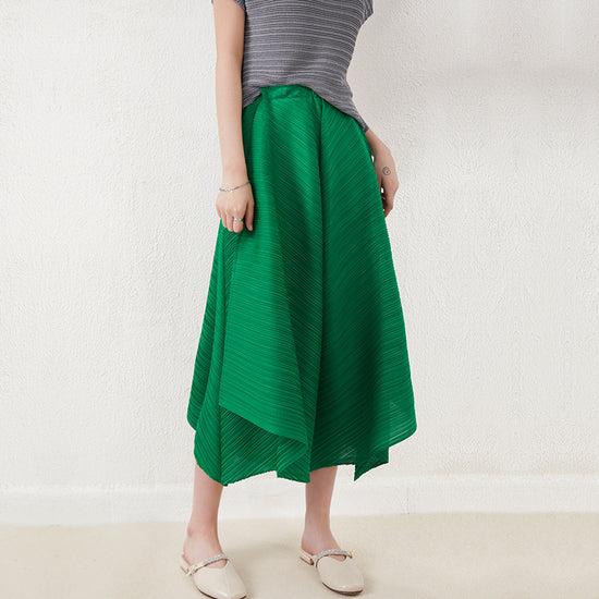 Miyake-Style Pleated Wide-Leg Pants for Women, High-Waisted, Drapey, Slimming, Casual, Versatile, Loose, Plus-Size, Cropped, Leg-Lengthening