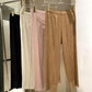 Miyake 2026 Straight-Leg Fashion High-Waisted Pocketed Cropped Pants with Elastic Waistband, Stretchy Pleated Slimming Cigarette Pants for Women