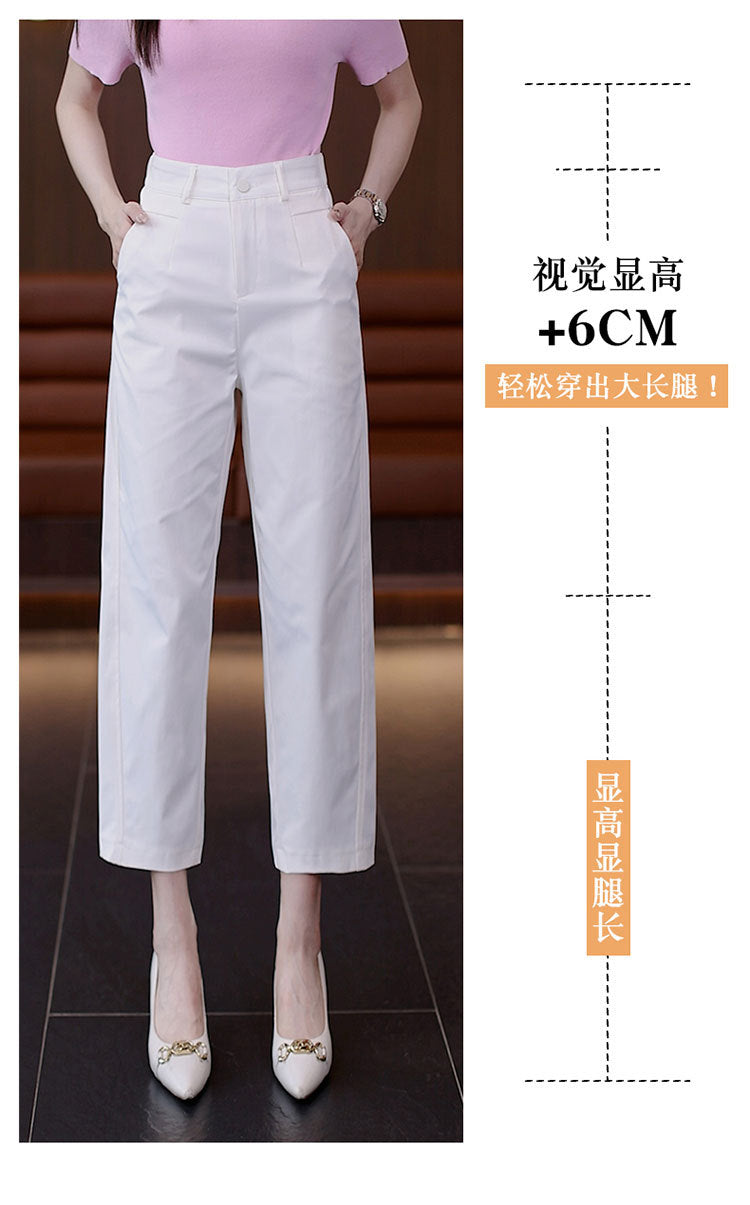High-Waisted Casual Pants for Women, 2025 Spring and Autumn New Loose Slimming Cropped Cigarette Knife Pants for Petite Figures