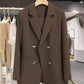 Spring New Versatile 2026 Commuter Office Lady Blazer for Women, Loose Trendy British Style Mid-Length High-End