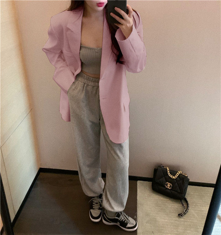 Women's Blazer 2026 Spring and Autumn New Style Small Blazer Korean Version Internet Celebrity Loose Spring and Autumn Pink Casual Suit for Women
