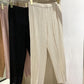 Miyake 2026 Straight-Leg Fashion High-Waisted Pocketed Cropped Pants with Elastic Waistband, Stretchy Pleated Slimming Cigarette Pants for Women