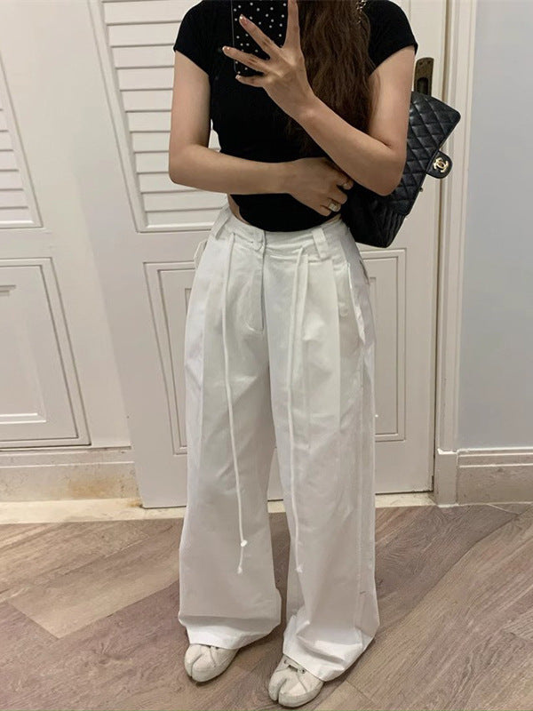 White American-style Overalls 2025 Women's Spring Comfortable Breathable Thin Short Quick-drying Loose Casual Pants Paratrooper Pants