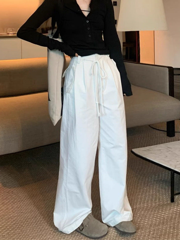 White American-style Overalls 2025 Women's Spring Comfortable Breathable Thin Short Quick-drying Loose Casual Pants Paratrooper Pants