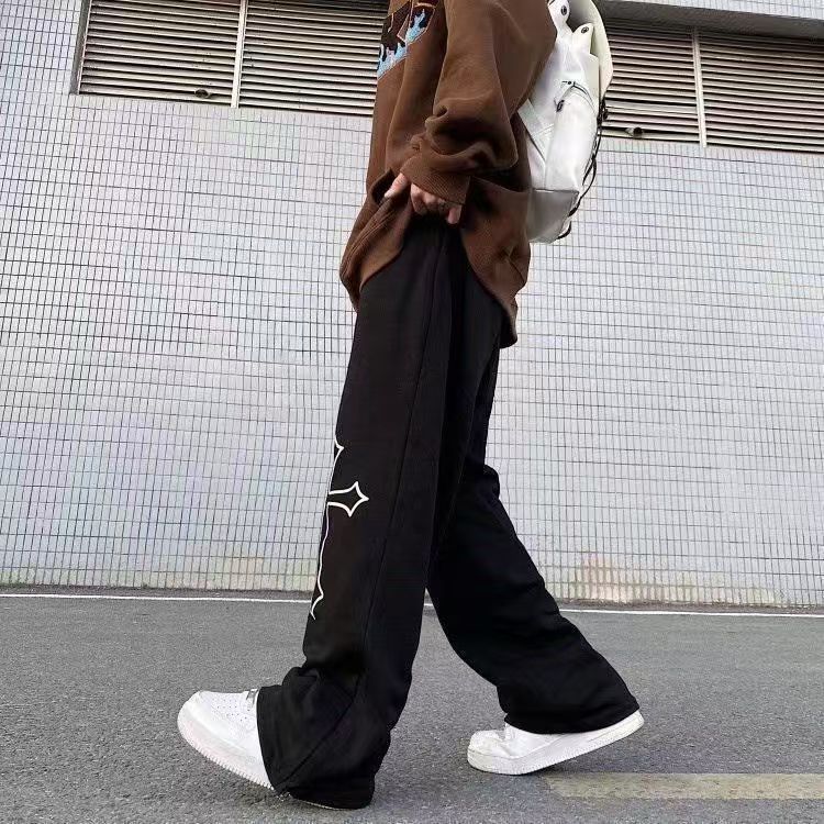 Spring and Autumn Hip-Hop Pants for Women, Loose Long Pants, High-Waisted Versatile Drawstring Sweatpants, Trendy High-Waisted Casual Pants