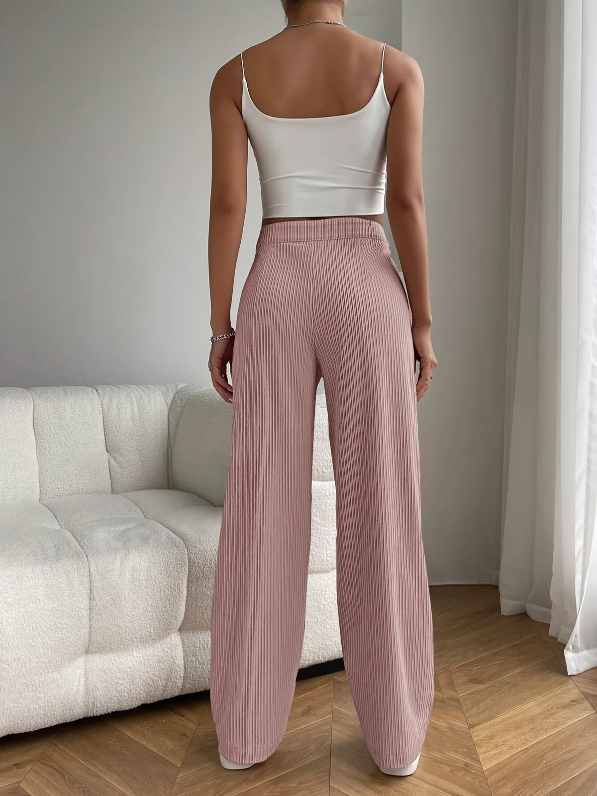 2025 New Women's Trousers Cross-border Spring and Autumn High Waist Loose Wide Leg Pants Drain All-match Casual Straight Pants