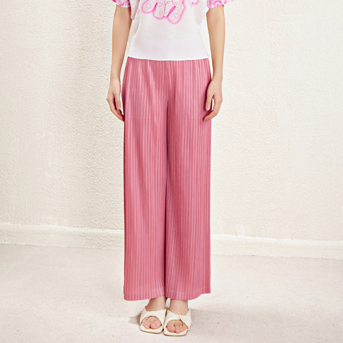 Miyake High Waist Wide Leg Pants Women's Spring and Summer 2024 New Pleated Casual Loose Slimming Straight Long Trousers