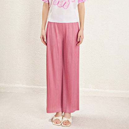 Miyake High Waist Wide Leg Pants Women's Spring and Summer 2024 New Pleated Casual Loose Slimming Straight Long Trousers