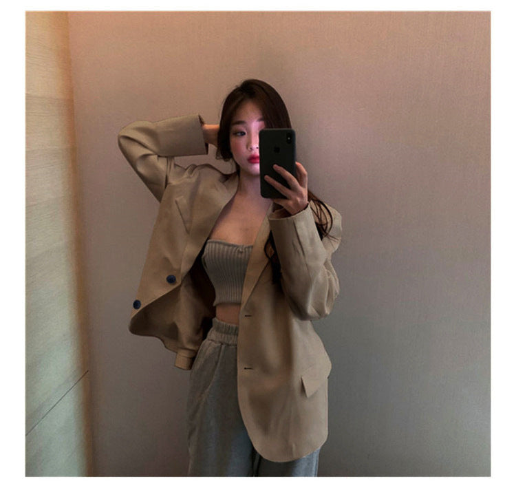 Women's Blazer 2026 Spring and Autumn New Style Small Blazer Korean Version Internet Celebrity Loose Spring and Autumn Pink Casual Suit for Women