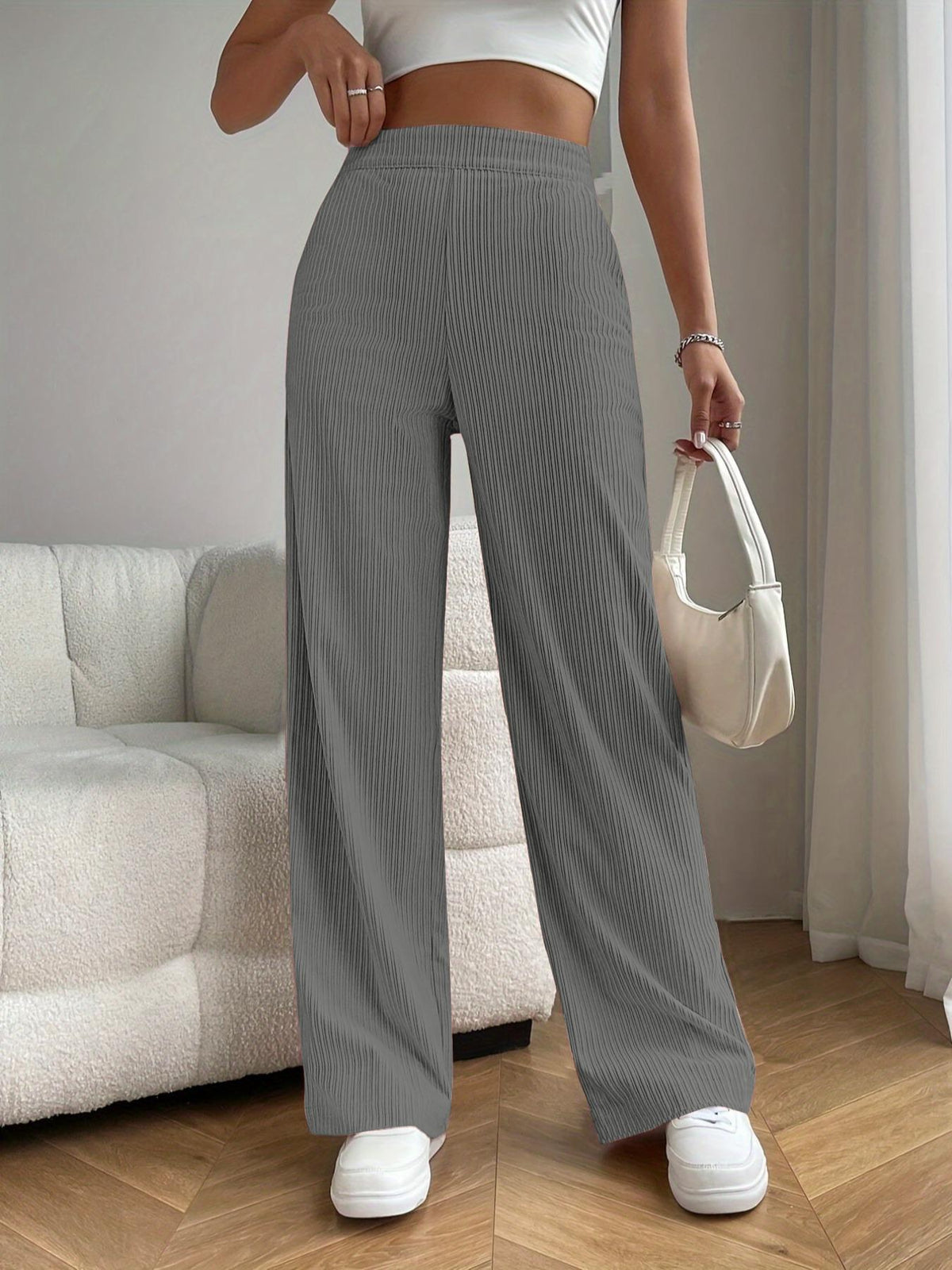 2025 New Women's Trousers Cross-border Spring and Autumn High Waist Loose Wide Leg Pants Drain All-match Casual Straight Pants