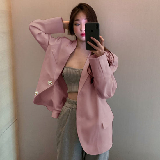 Women's Blazer 2026 Spring and Autumn New Style Small Blazer Korean Version Internet Celebrity Loose Spring and Autumn Pink Casual Suit for Women