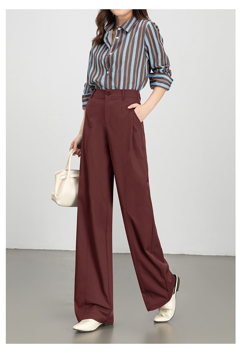 Wide-Leg Pants for Women 2025 Fashion Loose Slimming Straight Pants High-Waisted Drapey Three-Dimensional Seam Casual Long Pants