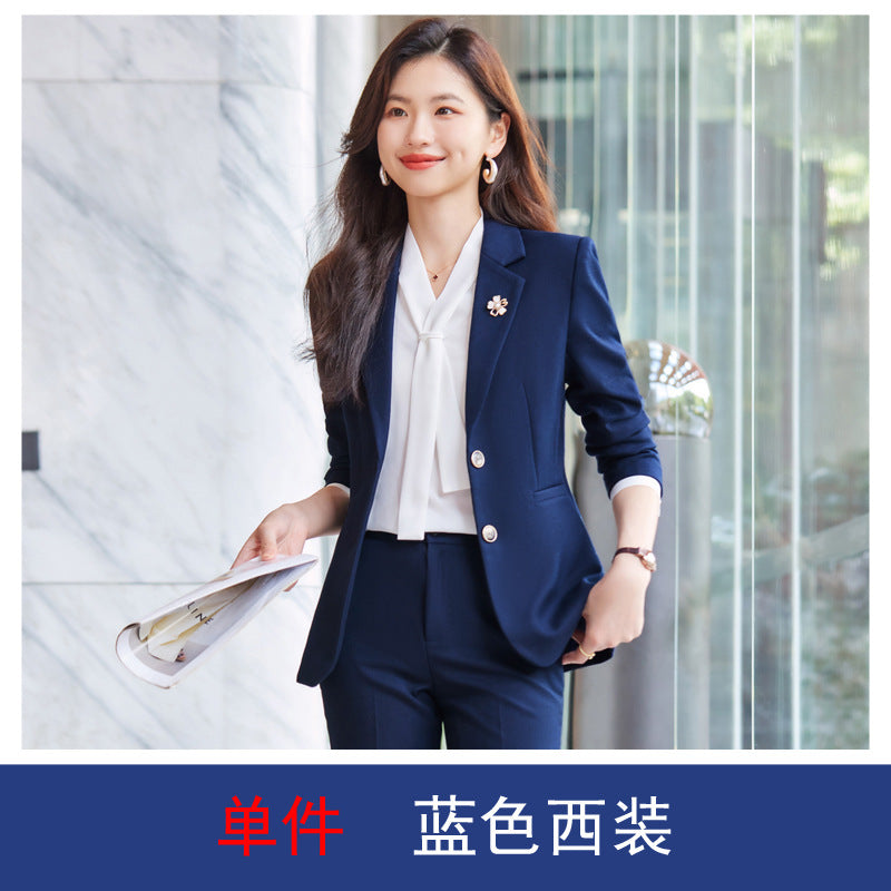 Blue Blazer for Women 2025 Spring and Autumn New Slim Fit Elegant Goddess Style Suit Professional Workwear