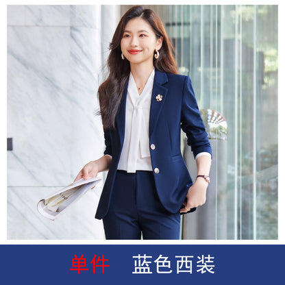 Blue Blazer for Women 2025 Spring and Autumn New Slim Fit Elegant Goddess Style Suit Professional Workwear