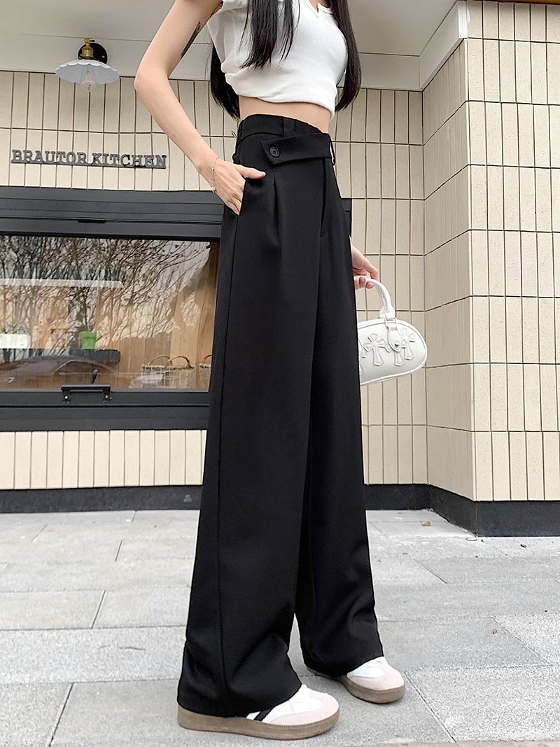 High-Waisted Suit Pants for Women, Spring and Autumn 2025 New Wide-Leg Pants, Thin Loose Casual Pants, Straight-Leg Drape Long Pants