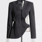 Irregular Deconstructed Blazer 2026 New Style Unique Long-Sleeve Hollow-Out High-End Waist-Cinching Blazer Jacket for Women