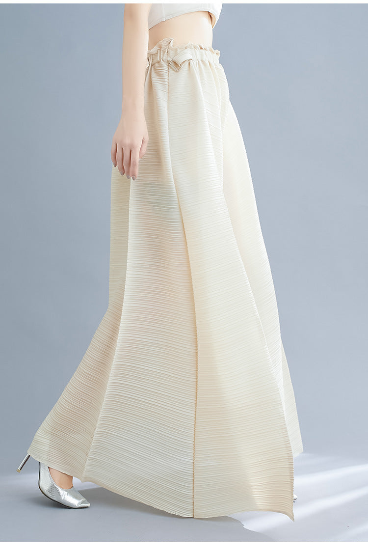 Pleated Heavy-Duty Pleated Wide-Leg Pants High-Waisted Plus-Size Straight-Leg Pants Summer Loose Slimming Casual Pants Women's Long Pants
