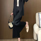 Miyake Wide-leg Pants Women's High-waist Pendant Pleated Pants Women's Loosening Waist Cropped Pants Black All-match Casual Pants