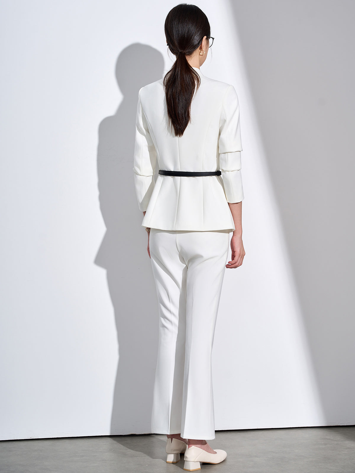 Cross-Border Collarless Blazer for Women, New Spring and Autumn Style, Elegant Waist-Cinching, High-End Professional Office Formal Suit Set