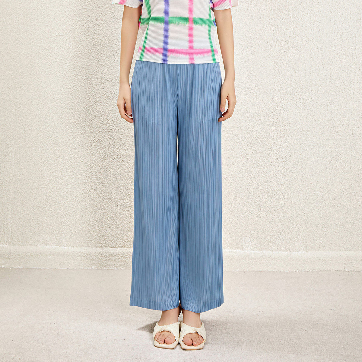 Miyake High Waist Wide Leg Pants Women's Spring and Summer 2024 New Pleated Casual Loose Slimming Straight Long Trousers