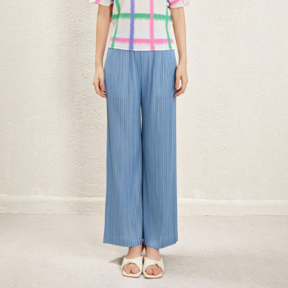 Miyake High Waist Wide Leg Pants Women's Spring and Summer 2024 New Pleated Casual Loose Slimming Straight Long Trousers