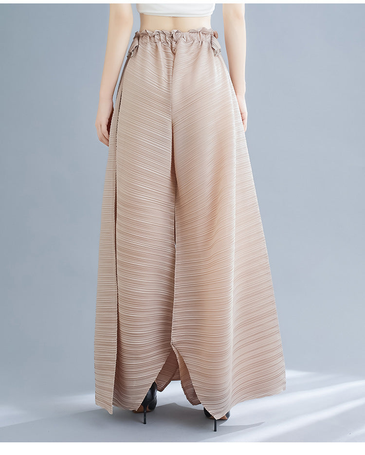 Pleated Heavy-Duty Pleated Wide-Leg Pants High-Waisted Plus-Size Straight-Leg Pants Summer Loose Slimming Casual Pants Women's Long Pants