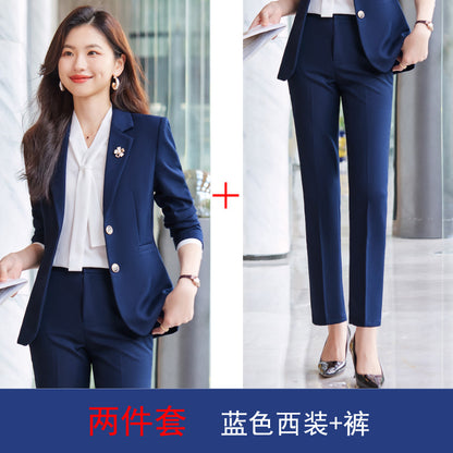 Blue Blazer for Women 2025 Spring and Autumn New Slim Fit Elegant Goddess Style Suit Professional Workwear