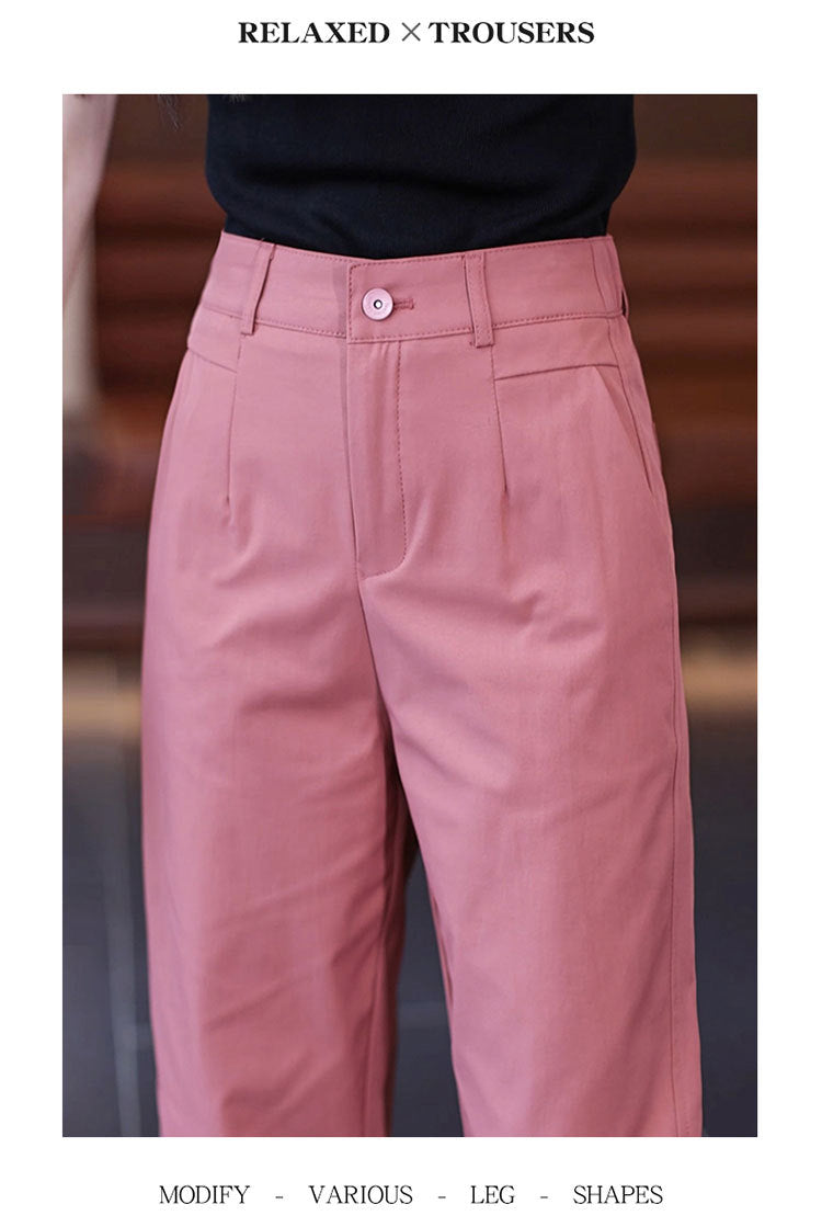 High-Waisted Casual Pants for Women, 2025 Spring and Autumn New Loose Slimming Cropped Cigarette Knife Pants for Petite Figures