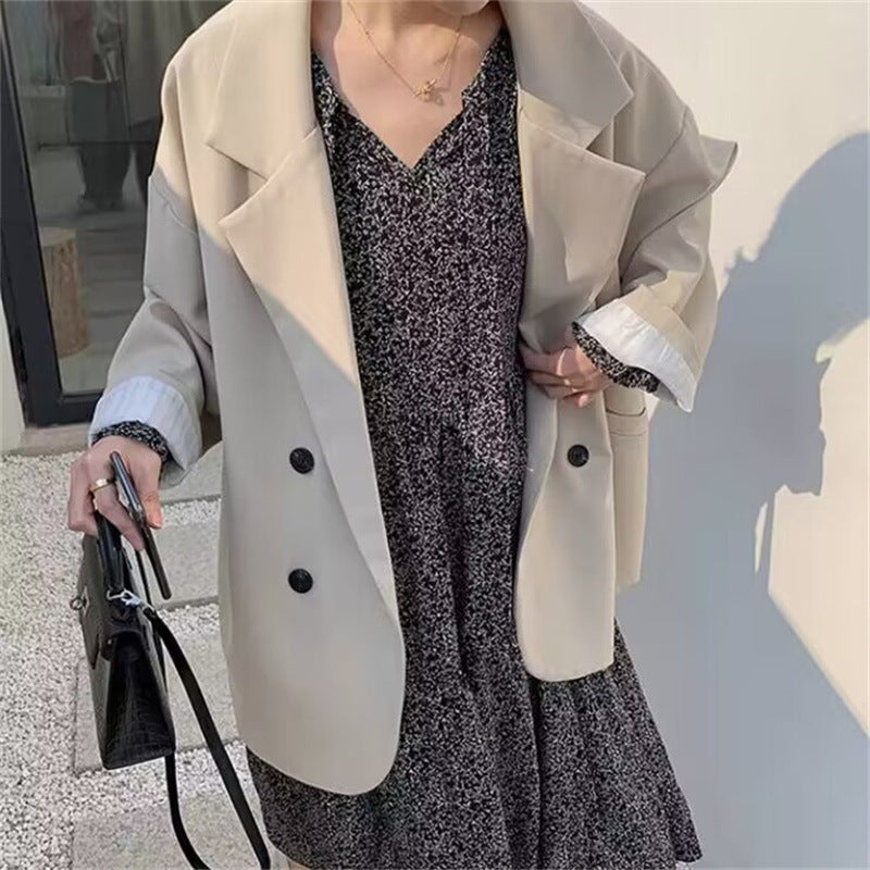 Casual Style Blazer for Women 2026 Spring and Autumn New Street Style Internet Celebrity Simple Loose Coffee-Colored Small Suit