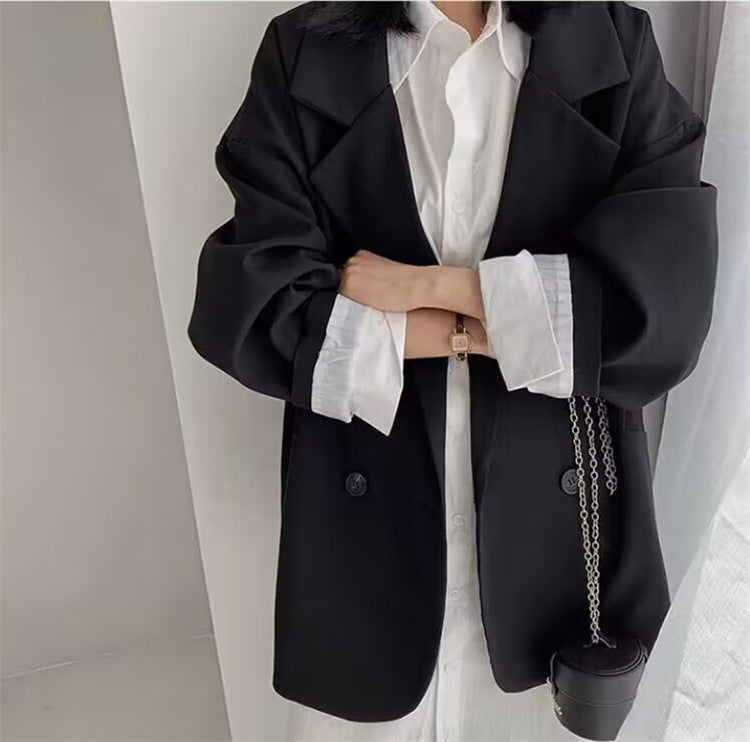Casual Style Blazer for Women 2026 Spring and Autumn New Street Style Internet Celebrity Simple Loose Coffee-Colored Small Suit