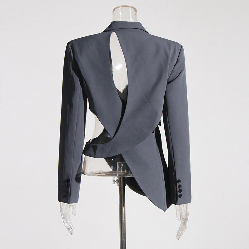 Irregular Deconstructed Blazer 2026 New Style Unique Long-Sleeve Hollow-Out High-End Waist-Cinching Blazer Jacket for Women