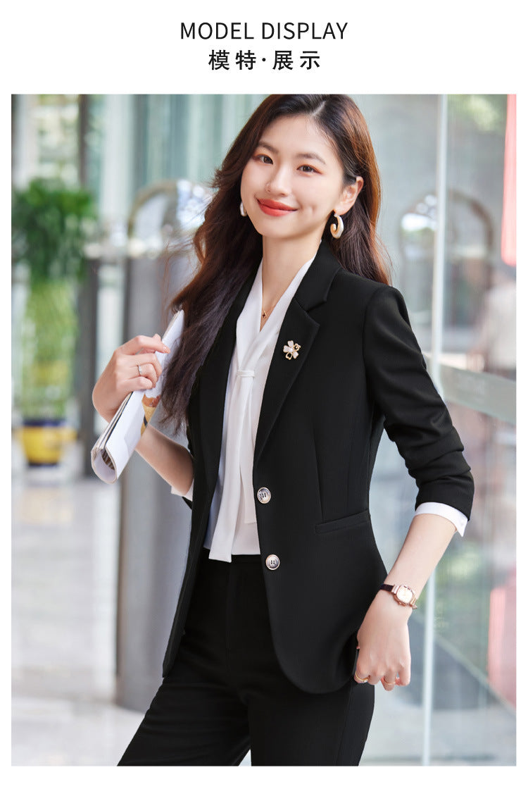 Blue Blazer for Women 2025 Spring and Autumn New Slim Fit Elegant Goddess Style Suit Professional Workwear