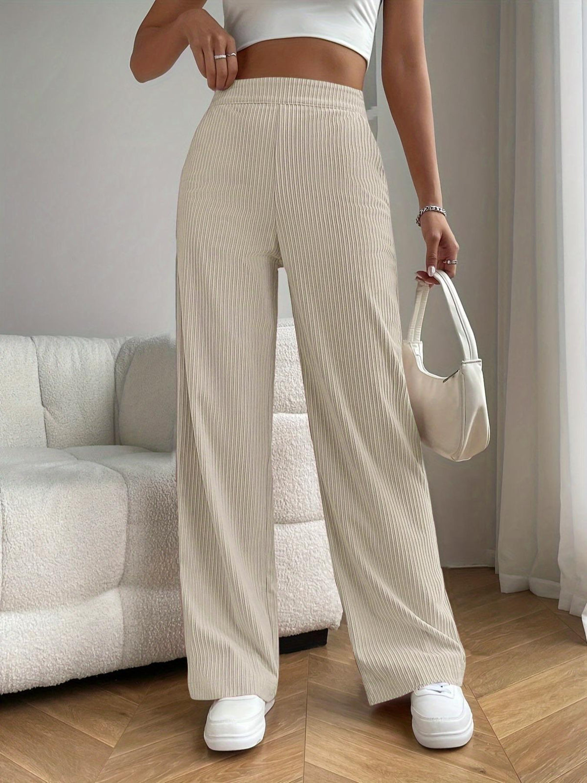 2025 New Women's Trousers Cross-border Spring and Autumn High Waist Loose Wide Leg Pants Drain All-match Casual Straight Pants