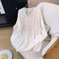 Designed Mid-Length Cut Out Early Spring Thin Loose Oversized Outer Blouse Top Women's Fashionable Knitwear