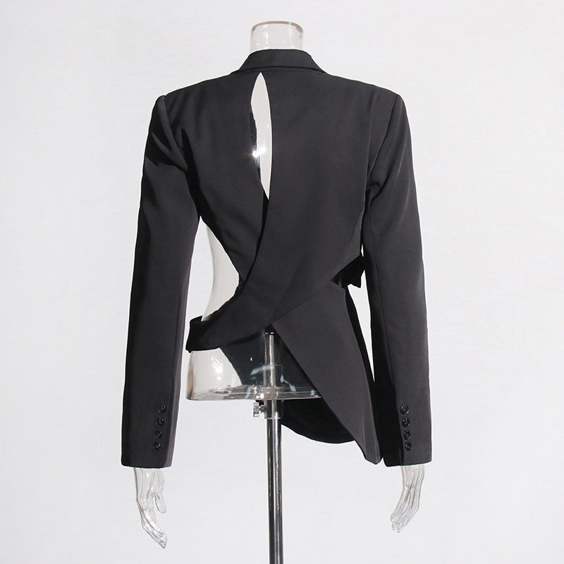 Irregular Deconstructed Blazer 2026 New Style Unique Long-Sleeve Hollow-Out High-End Waist-Cinching Blazer Jacket for Women