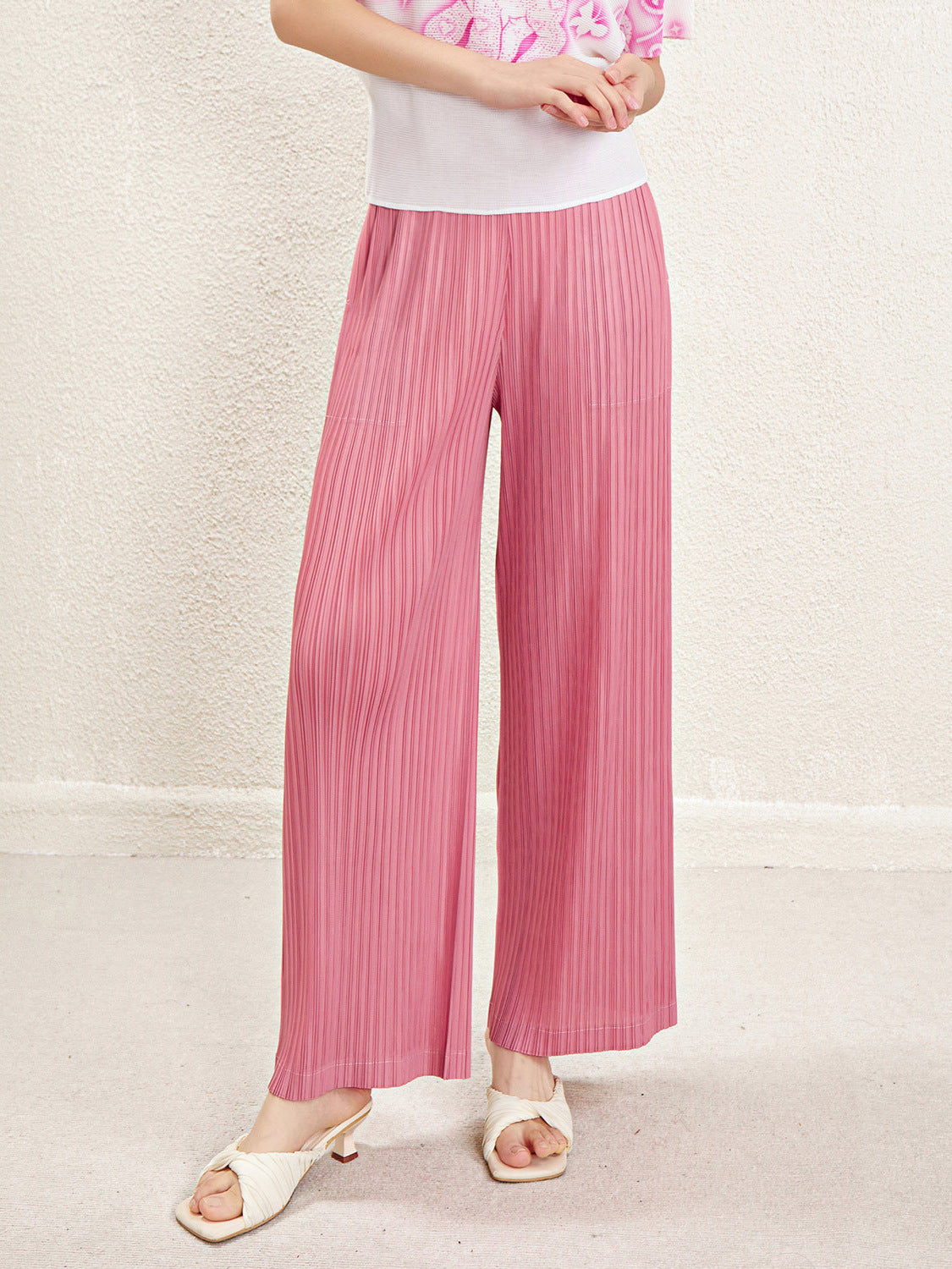 Miyake High Waist Wide Leg Pants Women's Spring and Summer 2024 New Pleated Casual Loose Slimming Straight Long Trousers