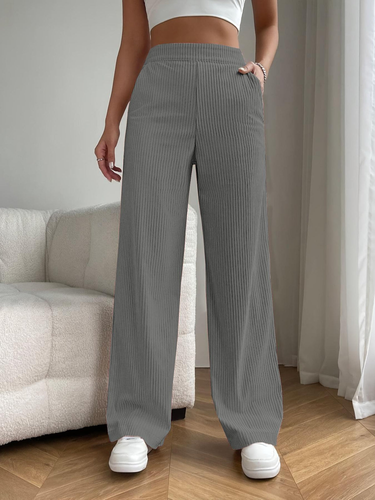 2025 New Women's Trousers Cross-border Spring and Autumn High Waist Loose Wide Leg Pants Drain All-match Casual Straight Pants